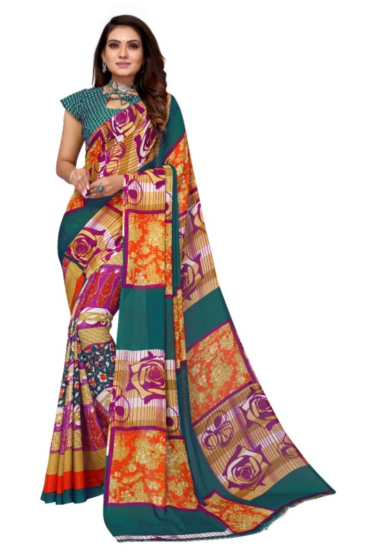 Fancy Georgette Printed Saree With blouse